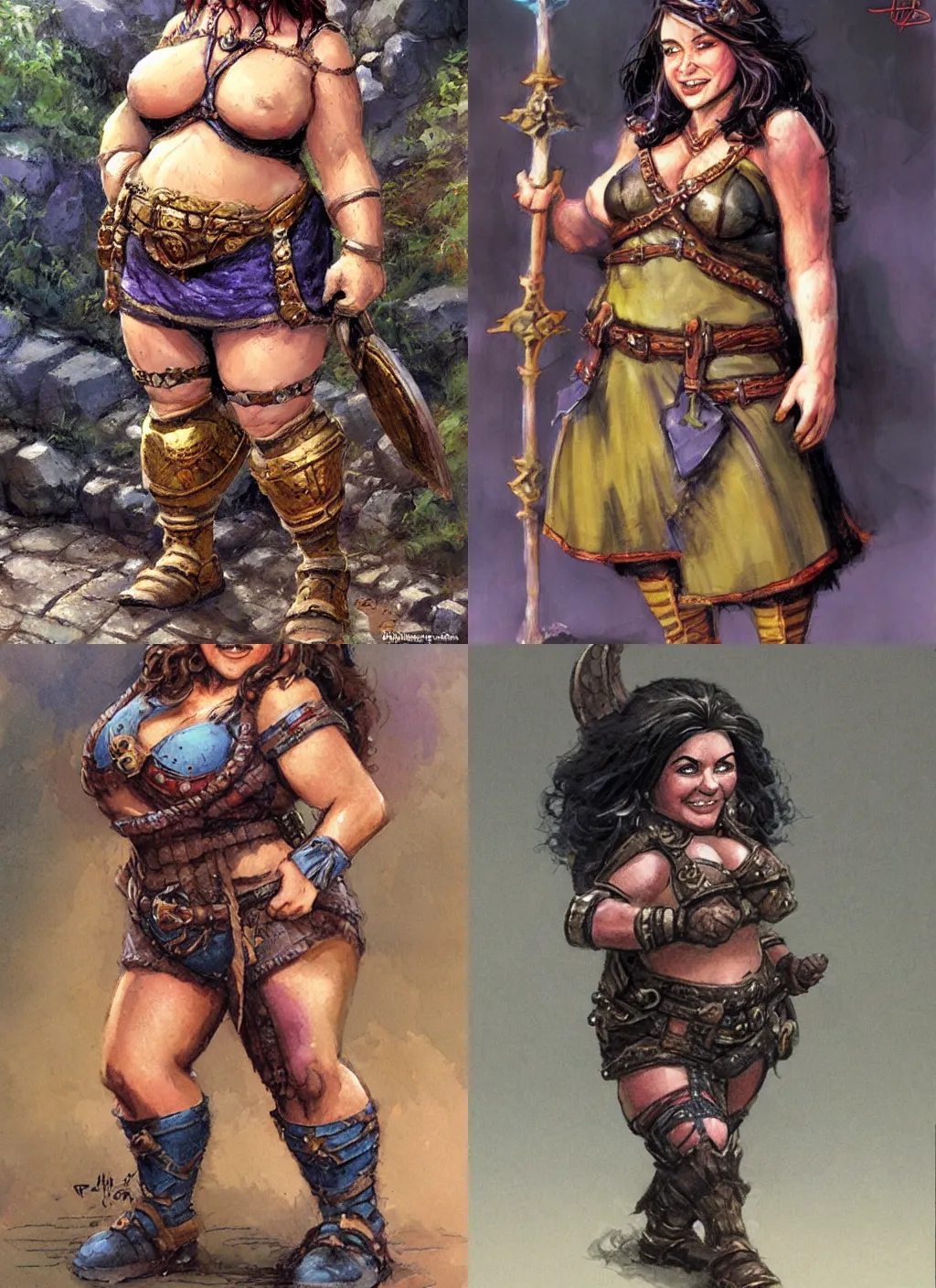 Prompt: female dwarven woman, chubby short stature | by ralph horsley