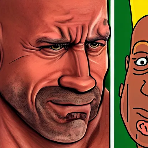 Prompt: A portrait of Dwayne Johnson, in the simpsons,