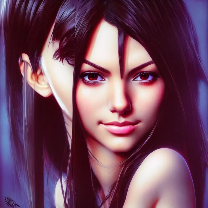 Image similar to portrait of victoria justice, by katsuhiro otomo, yoshitaka amano, nico tanigawa, and artgerm rendered with 3 d effect, sweet artpiece.