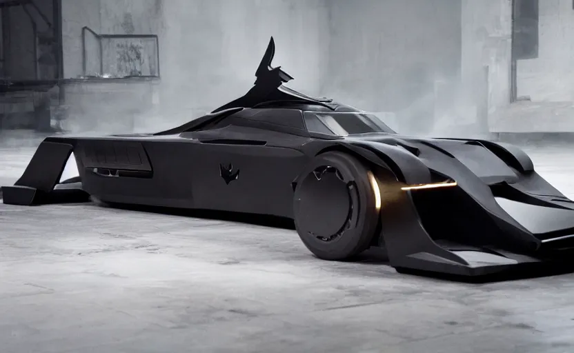 Image similar to A film still of the 2025 Batmobile, 8k