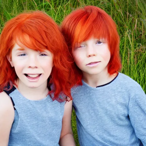 Image similar to photograph of red hair twins boy and girl