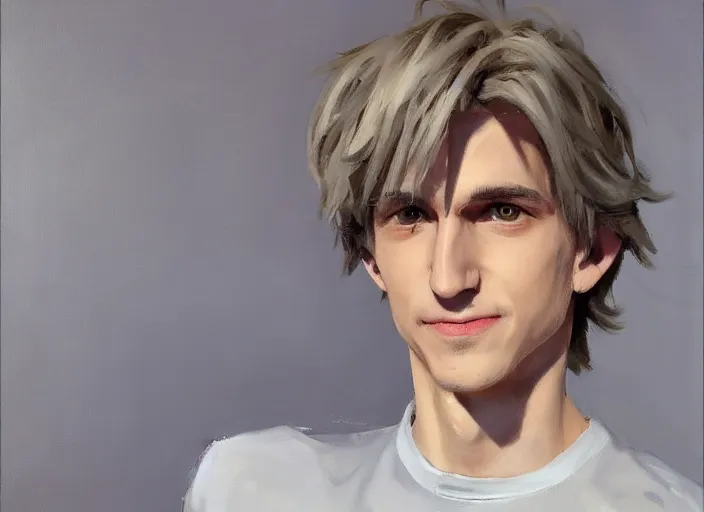 Prompt: a highly detailed beautiful portrait of xqcow xqc felix lengyel, twitch. tv, by gregory manchess, james gurney, james jean