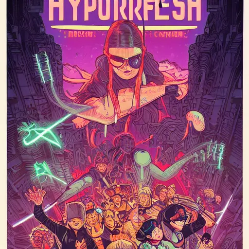 Prompt: hypercrush band art, by josan gonzales and dan mumford