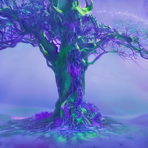 Image similar to colorful ethereal occult tree of life, fantasy, mythical, fractal, octane render, unreal engine, raytracing, trending on Artstation, digital art