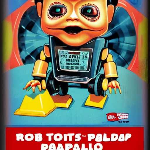 Prompt: robot garbage pail kids