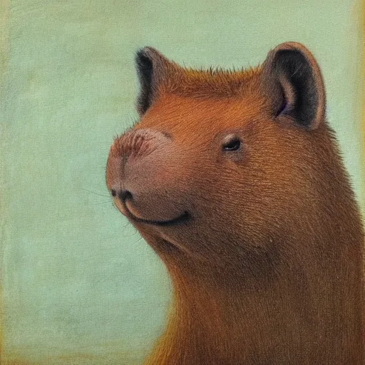 Image similar to capybara, gentleman, portrait, painting, vivid colours, Renaissance, detail,