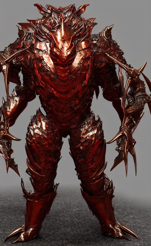 Image similar to Red dragon armor, bronze statue, unreal engine, high detailed