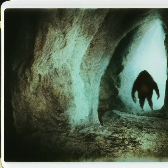 Prompt: polaroid ice age Neanderthal shots by Tarkovsky