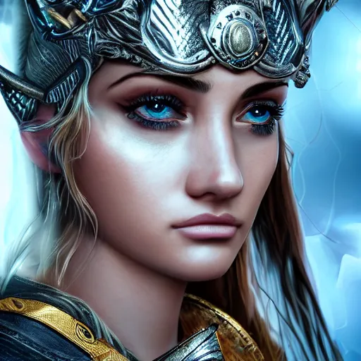 Image similar to highly detailed close up portrait of Artemis, goddess of the hunt and the moon, cinematic lightning, bright colors, intricate, masterpiece, photorealistic, hiperrealistic, sharp focus, high contrast, Artstation HQ, DeviantArt trending, 4k UHD, Unreal Engine 5