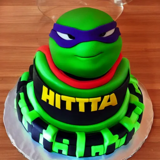 Image similar to high resolution photo of a tmnt cake, food photography, instagram, trending