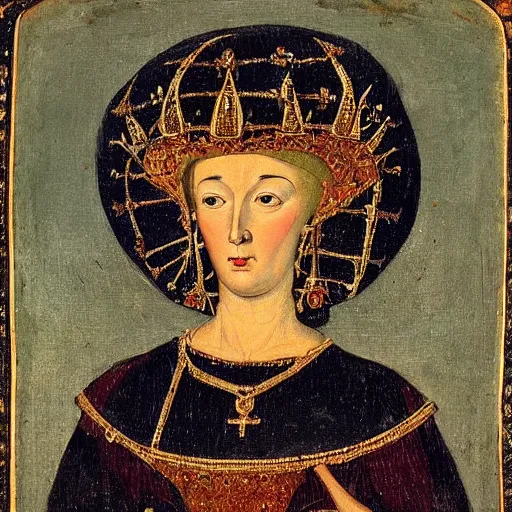 Image similar to portrait of nepoloma, duchess of nenetia. she is 5 5. in russian style. medieval art