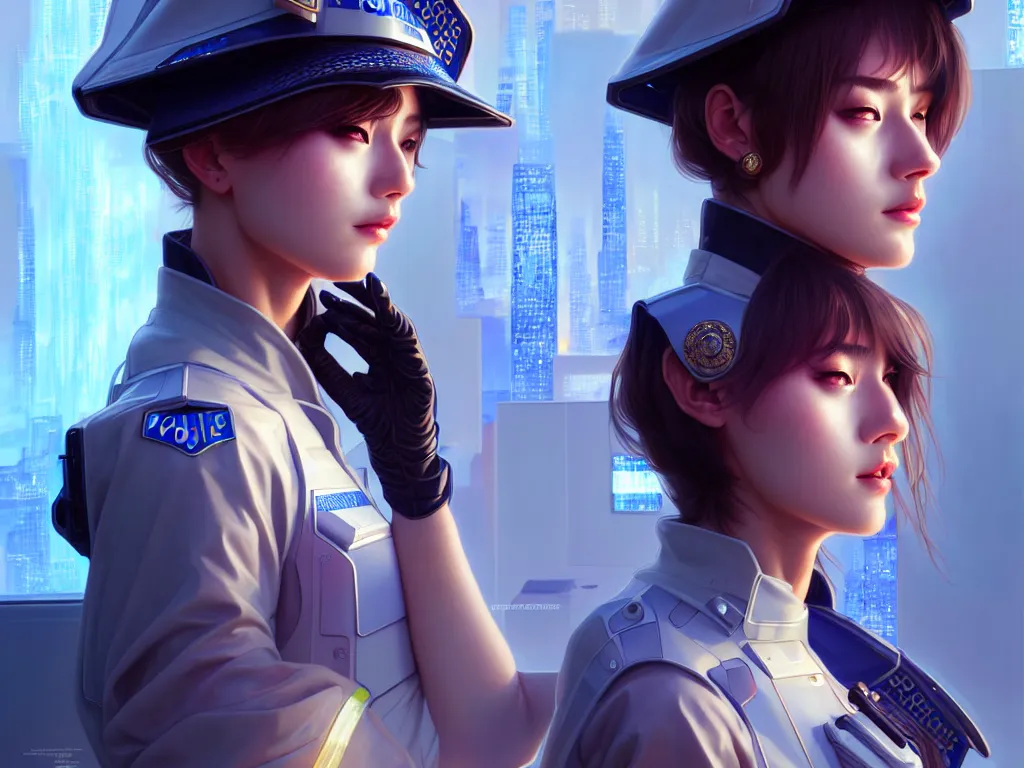 Image similar to portrait futuristic police uniform girl, at future sau paulo neon light rooftop, ssci - fi and fantasy, intricate and very very beautiful and elegant, highly detailed, digital painting, artstation, concept art, smooth and sharp focus, illustration, art by tan zi and ayanamikodon and alphonse mucha and wlop