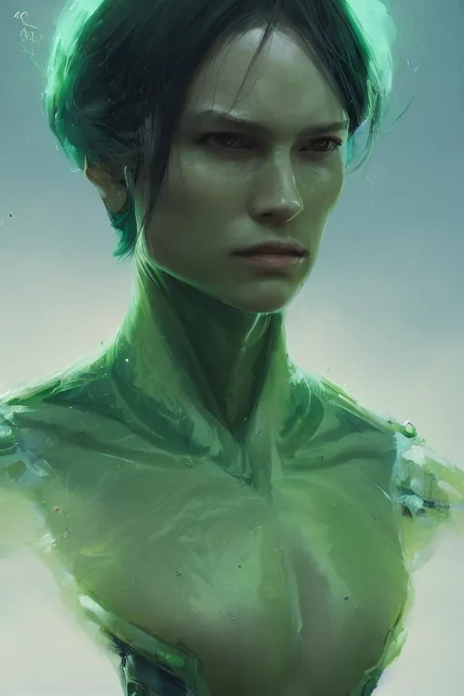 Prompt: a fancy portrait of an attractive green alian by Greg Rutkowski, Sung Choi, Mitchell Mohrhauser, Maciej Kuciara, Johnson Ting, Maxim Verehin, Peter Konig, final fantasy , 8k photorealistic, cinematic lighting, HD, high details, atmospheric , trending on artstation