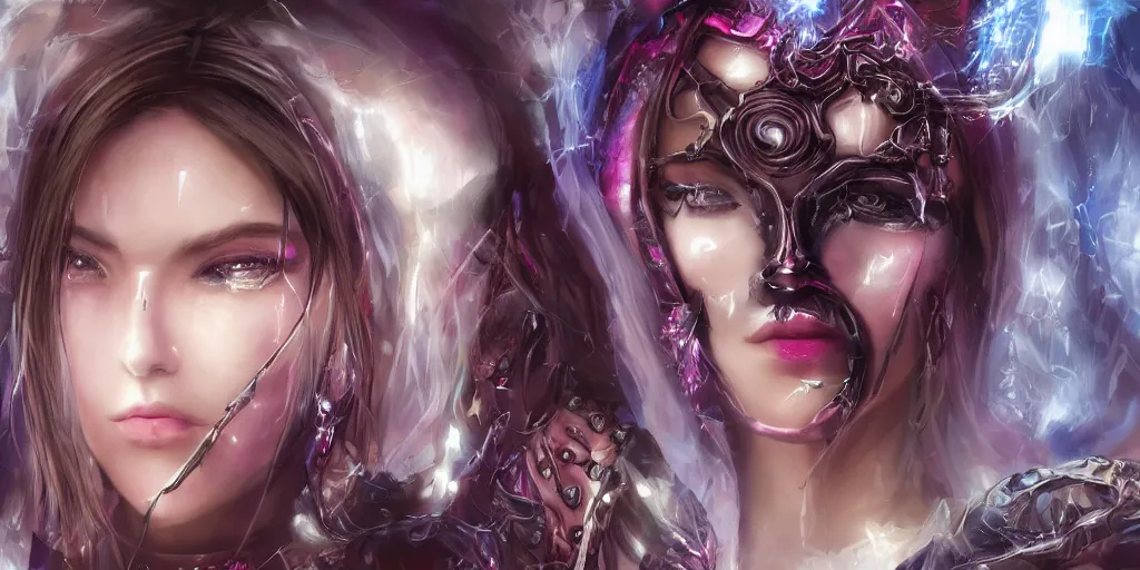 Prompt: minatory precipice cyber sisters of Moriae, cyber embellishment, beautiful woman face, 8k resolution