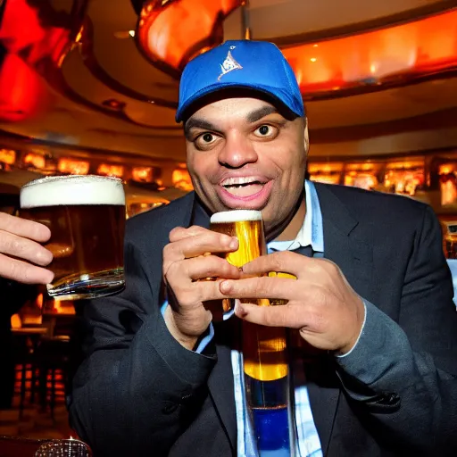 Prompt: Charles Barkley drinking a beer, Las Vegas