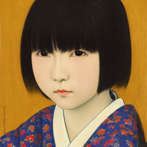 Prompt: portrait of a japanese teen girl, painting by by ralph grady james, jean christian biville