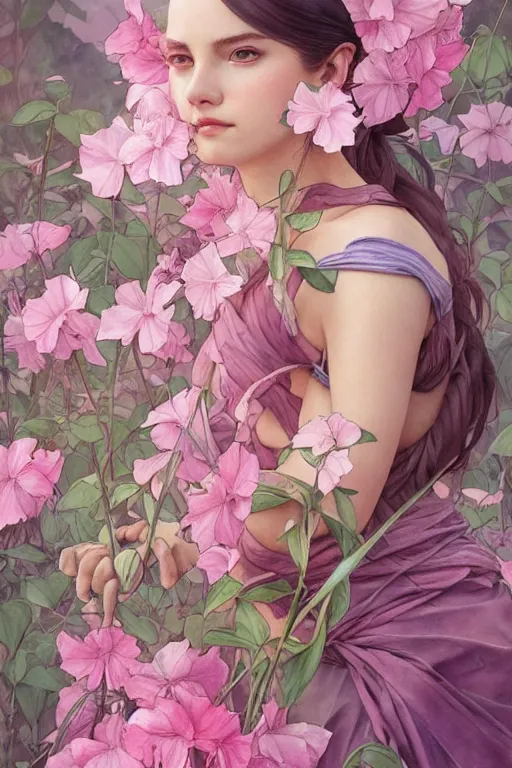 Image similar to ultra realistic illustration, watercolor botanical plants drawing, pink, background, elegant, highly detailed, digital painting, concept art, smooth, sharp focus, illustration, art by artgerm and greg rutkowski and alphonse mucha