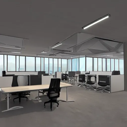 Image similar to detailed modern office space, concept art, fine art, very detailed, very realistic