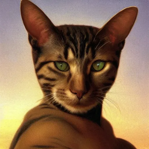 Image similar to Painting of a cat as the Hulk. Art by william adolphe bouguereau. During golden hour. Extremely detailed. Beautiful. 4K. Award winning.