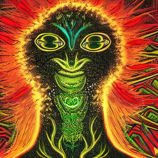 Image similar to The Ayahuasca Spirit , erupting from within