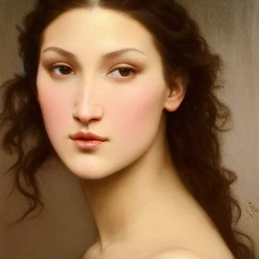 Image similar to painting of bella hadid. art by william adolphe bouguereau. during golden hour. extremely detailed. beautiful. 4 k. award - winning.