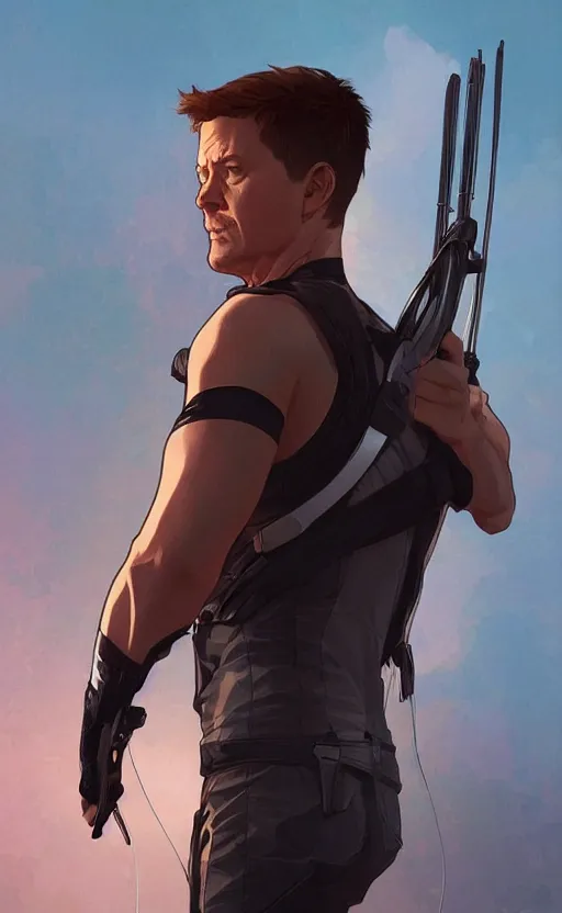 Prompt: Hawkeye, highly detailed, digital painting, artstation, standing, facing camera, concept art, smooth, sharp focus, illustration, art by artgerm and alphonse mucha, high definition digital art, dramatic lighting, in the style of ilya kuvshinov and Ross tran