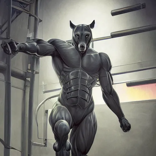 Image similar to a enormously muscled black - coated anthro horse supersoldier wearing tactical kevlar fabric in a research facility, humongous muscles, highly detailed, furry, furaffinity, digital painting, artstation, sharp focus, smooth, concept art, illustration, art by artgerm, greg rutkowski, makoto shinkai