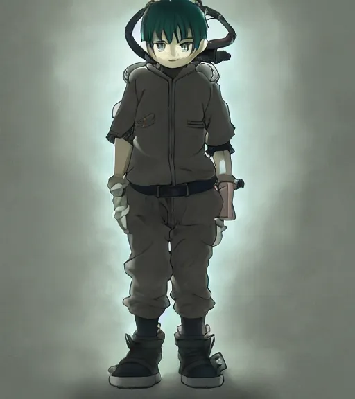 Image similar to attractive little boy wearing an cyborg bear suit, artwork in kentaro miura and made in abyss and inazuma eleven, smooth, beautiful lightness, anatomically correct, trending on pixiv, attractive composition