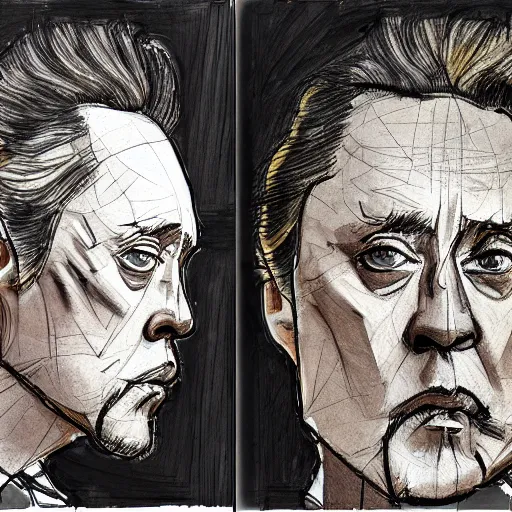 Image similar to a realistic yet scraggly portrait sketch of the side profile of a stern and sophisticated christopher walken, trending on artstation, intricate details, in the style of frank auerbach, in the style of sergio aragones, in the style of martin ansin, in the style of david aja, in the style of mattias adolfsson