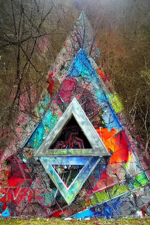 Prompt: triangular temple by artur bordalo