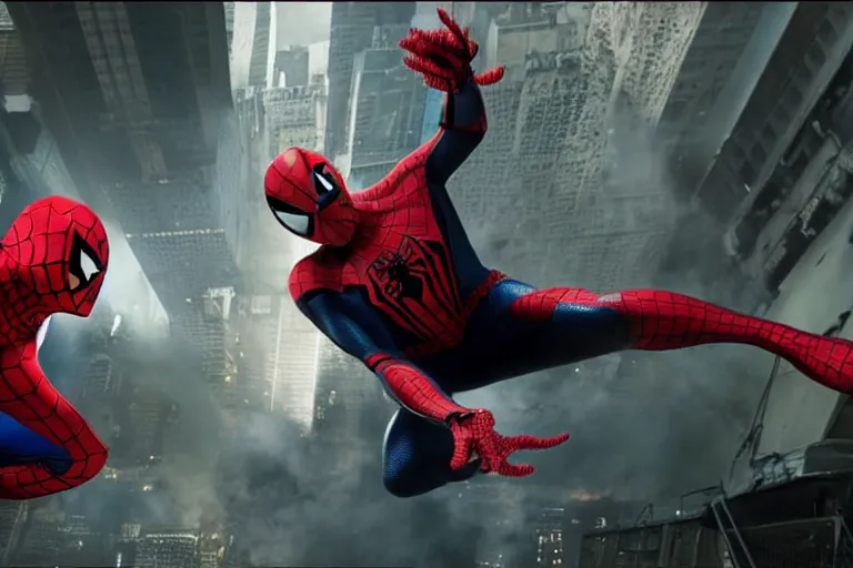 Image similar to Spider-Man vs venom live action fight scene by Emmanuel Lubezki