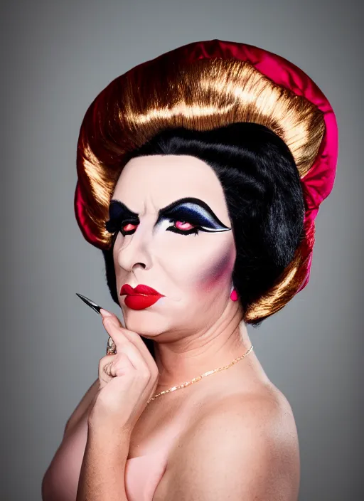 Image similar to studio portrait of lindsey graham in full drag dressed in drag dressed as a woman makeup, 8 k, studio lighting, key light, back light, sequents,