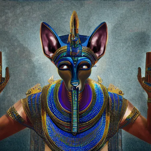 Prompt: anubis pharaoh of the underworld, concept art, masterpiece, digital art, ultra detailed, sharp focus, cinematic lighting, 8 k hd resolution