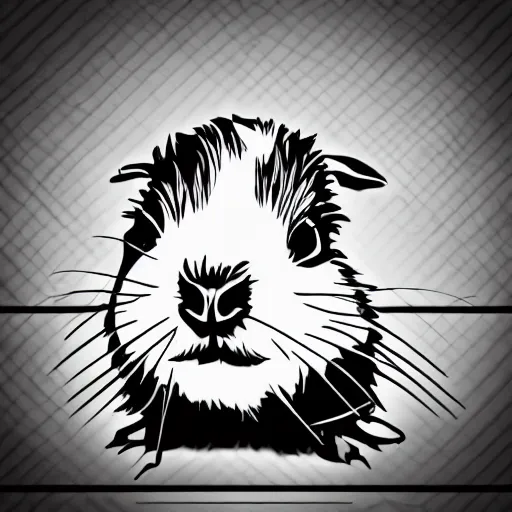 Image similar to black line art white background, clean, simple, cute, guinea pig, art