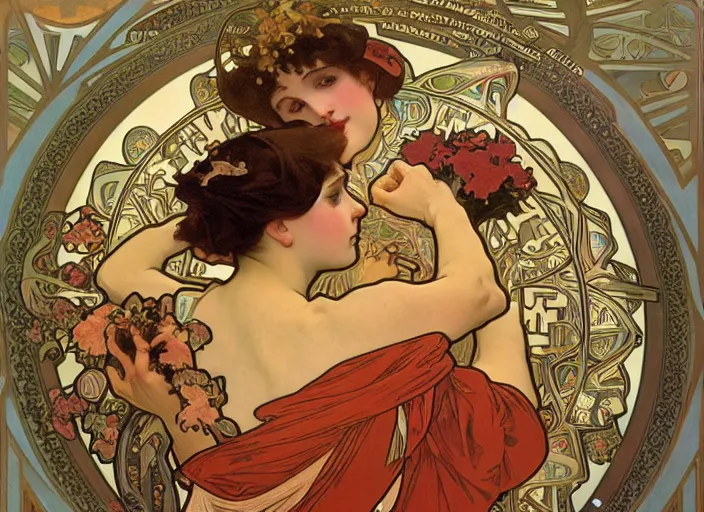 Image similar to a thousand hands dance, alphonse mucha, 8 k