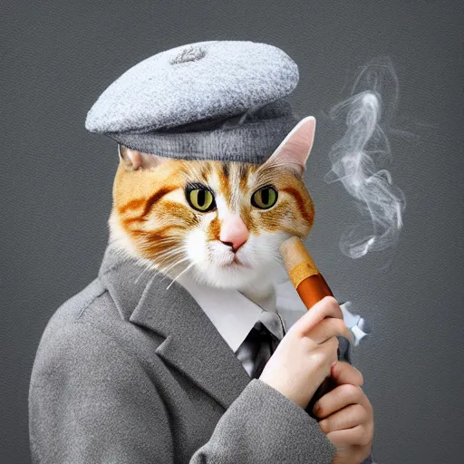 Prompt: professional portrait of a cute cat wearing a grey beret and smoking a cigarette in paris, 8k, ultra intricate, ultra realistic,