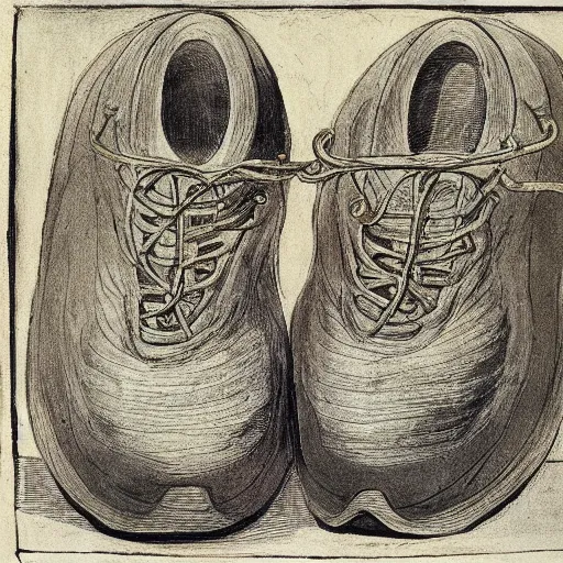 Image similar to A Pair of Running Shoes by William Blake.