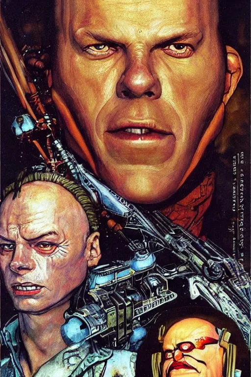 Image similar to Kroben Dallas from the Fifth element movie painted by Norman Rockwell