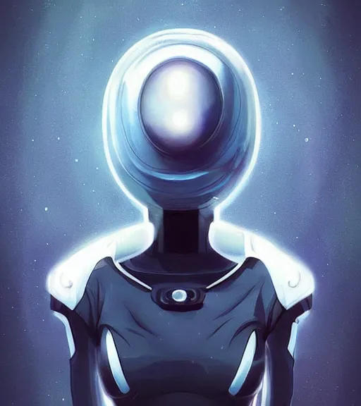 Image similar to sleek stunning portrait of futuristic spacesuit character design, trending on pixiv, amazing alien inspired by sleek goddesses of old, futuristic space traveler lithe and flexible futuristic painterly impressions, KIND OF by james jean but NOT TOO MUCH, anime style DEFINITELY lots of anime, make it cute too, kthxbai