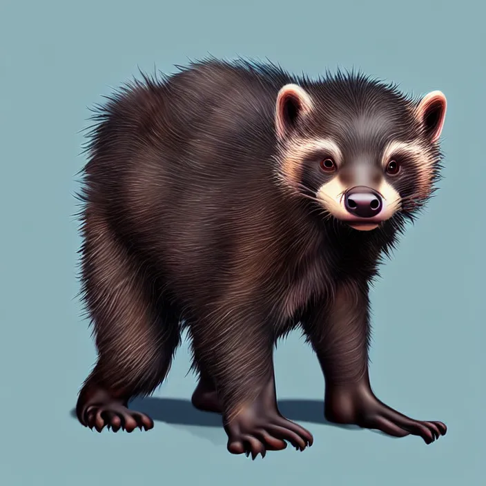 Image similar to cute honey badger, ultra realistic, concept art, highly detailed, style pixar