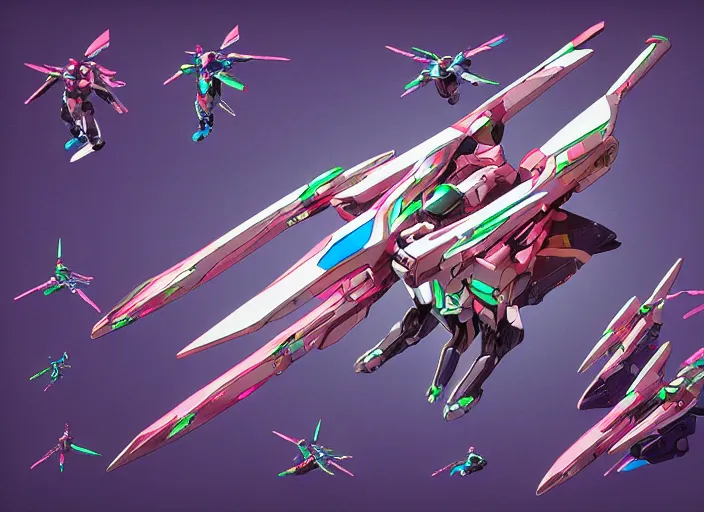 Image similar to isometric concept gundam macross evangelion, detailed hatching, diagram specifications notations, by alex pardee, 3 d cg, octane rendered, futuristic, 2 k aesthetic, 4 k, highly saturated colors