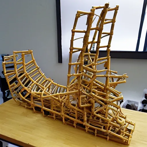 Prompt: roller coaster made out of bamboo