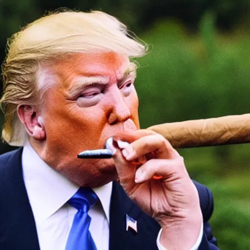 Image similar to a photo of donald trump smoking a cigar
