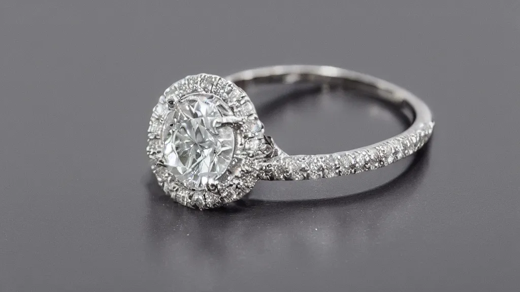 Prompt: zoom on a diamond ring studio light photo