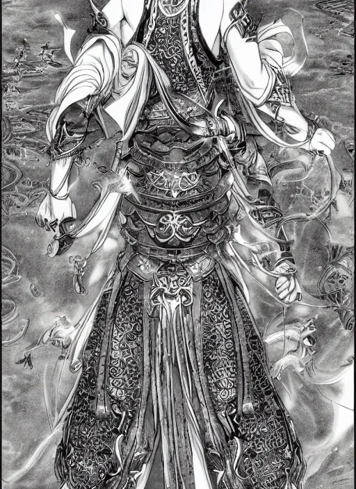 Image similar to xianxia hero, detailed, intricate, manga illustration