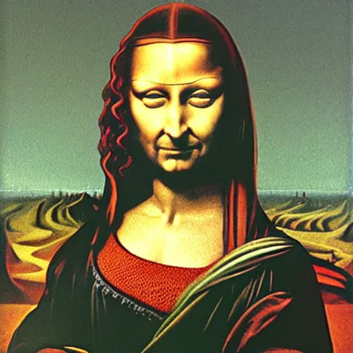 Image similar to monalisa in the style of zdzisław beksiński, in the style of zdzisław beksiński, in the style of zdzisław beksiński, in the style of zdzisław beksiński