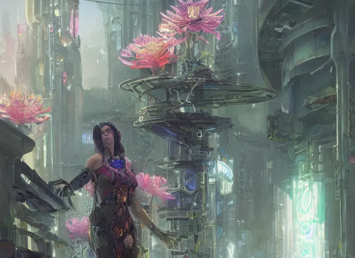 Image similar to cyberpunk flower bloom by vladimir volegov and alexander averin and peder mørk mønsted and adrian smith and raphael lacoste