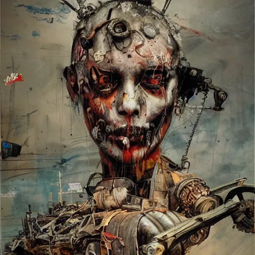 Image similar to mad max the road warrior by abandoned steelworks, grime and grunge, in the style of adrian ghenie, esao andrews, jenny saville,, surrealism, dark art by james jean, takato yamamoto