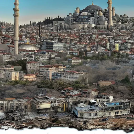 Image similar to istanbul, wasteland, realistic, ghouls, üsküdar