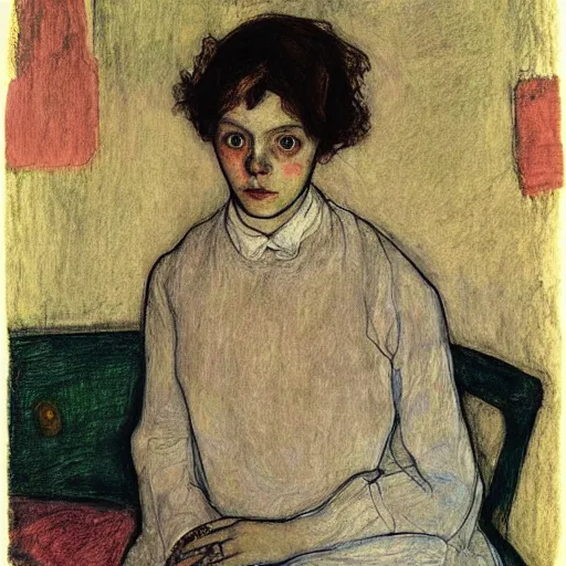 Image similar to a girl in a room, old polaroid by goya, by schiele, by el greco, elegant drawing, digital painting, jugendstil, strong lights, flat colors, pastel colors,